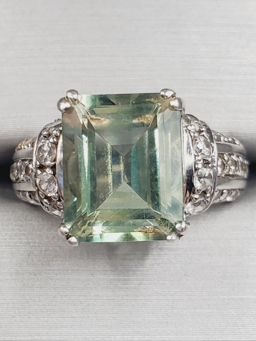 925 Sterling Silver Green Amethyst - Prasiolite Simulant Ring